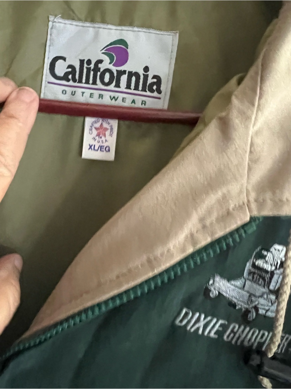 California Outerwear Green & Tan Jacket - 'Dixie Choppers' Embroidery xl